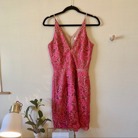 Pink Lace Dress the Population Cocktail Dress - Picture 3 of 5